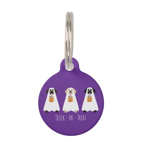 Trick Or Treat Labrador Retriever Ghost Dogs Pet ID Tag