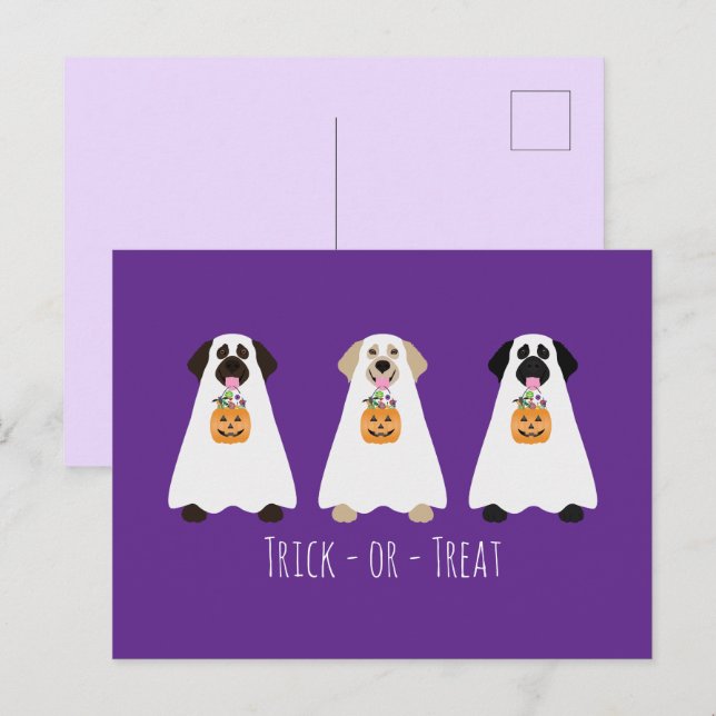 Trick Or Treat Labrador Retriever Ghost Dogs Postcard (Front/Back)