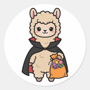 Trick or Treat Llama Halloween Round Sticker