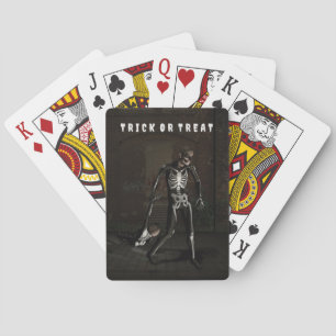 Trick or Treat. Man dressed as skeleton Poker Cards