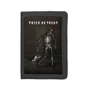 Trick or Treat. Man dressed as skeleton Tri-fold Wallet