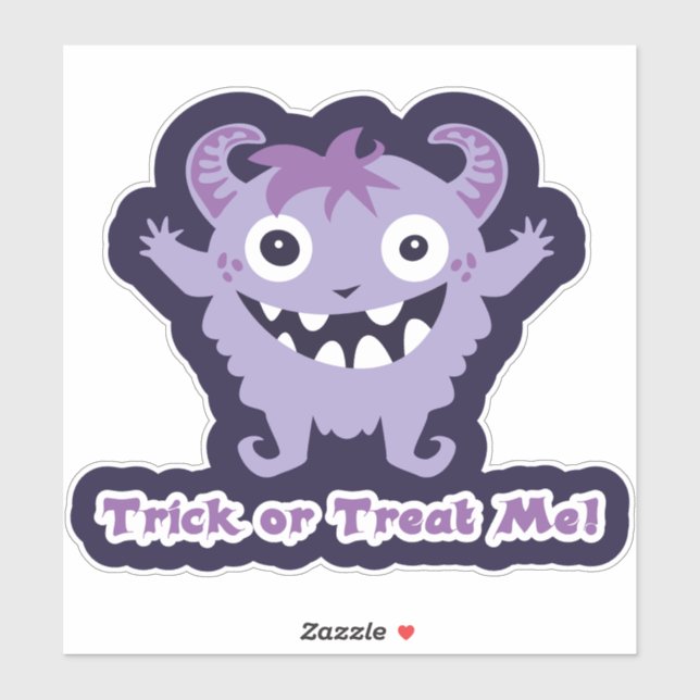 Trick or Treat Me! – Cute Purple Horned Monster Sticker (Sheet)