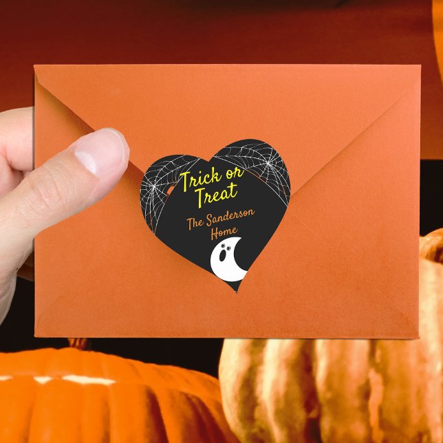 Trick or Treat Minimalist Ghost Halloween Family Heart Sticker (Creator Uploaded)