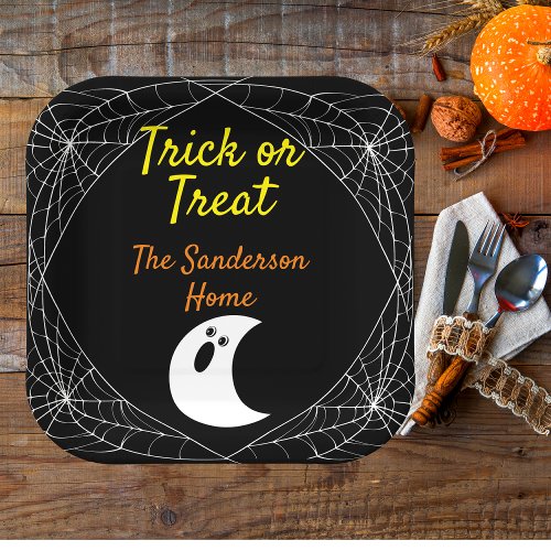 Trick or Treat Minimalist Ghost Halloween Family Paper Plates