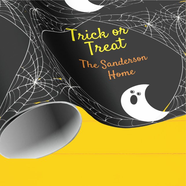 Trick or Treat Minimalist Ghost Halloween Family Wrapping Paper (Creator Uploaded)
