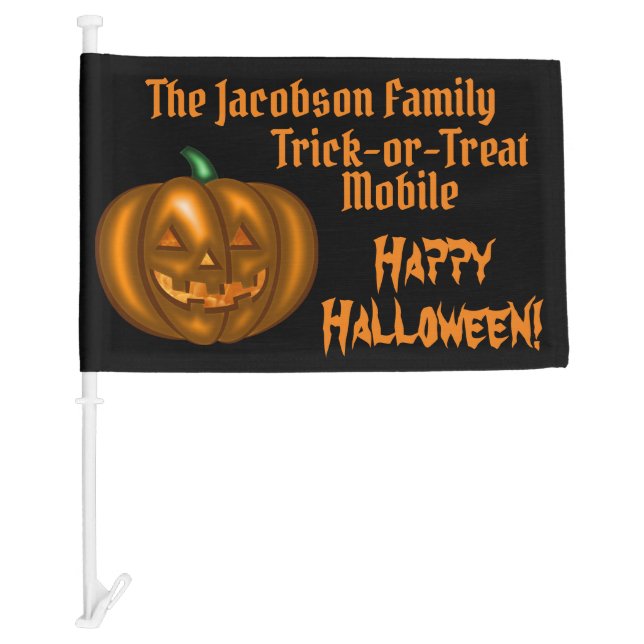 Trick or Treat Mobile Halloween Jack-o-Lantern Car Flag (Front)