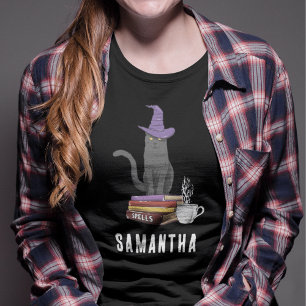 Trick or Treat Modern Black Cat Womens Halloween Tri-Blend Shirt