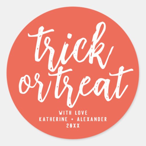Trick Or Treat Modern Elegant Personalized Name Classic Round Sticker