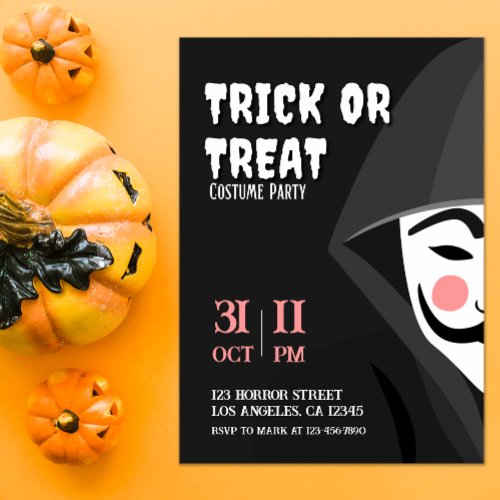 Trick or Treat Modern Halloween Costume Party Invitation