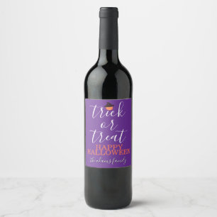 Trick or Treat Modern Script Halloween Wine Label