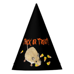 Trick or Treat Mouse with Candy Corns Party Hat