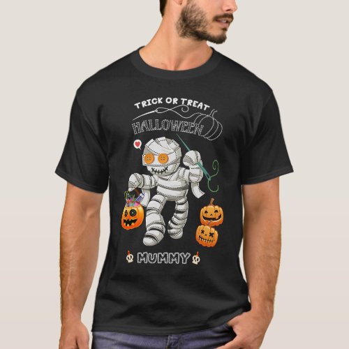 Trick Or Treat Mummy Sewing and Knitting Halloween T-Shirt