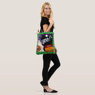 trick or treat,name persolalized halloween pink tote bag