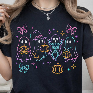 Trick or Treat | Neon Glow Halloween Spooky Ghost T-Shirt