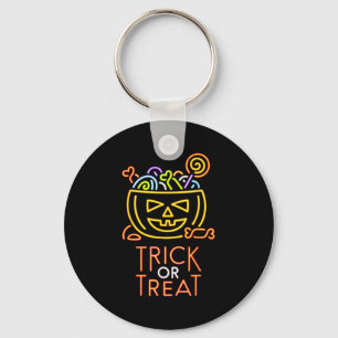 Trick Or Treat Neon Sign Halloween Costume Keychain