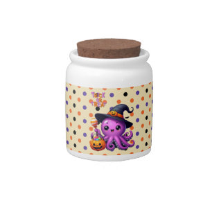 Trick or Treat Octopus Halloween Candy Jar