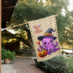 Trick or Treat Octopus Halloween  House Flag