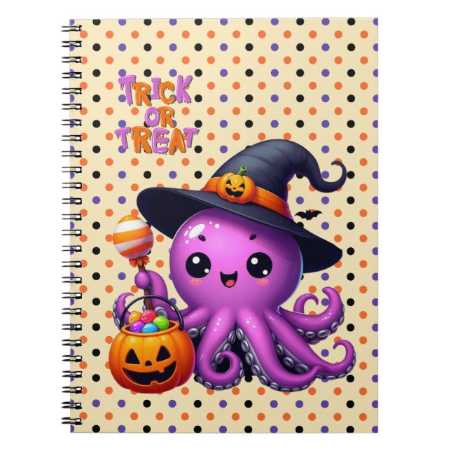 Trick or Treat Octopus Halloween  Notebook (Front)