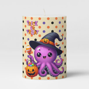 Trick or Treat Octopus Halloween Pillar Candle