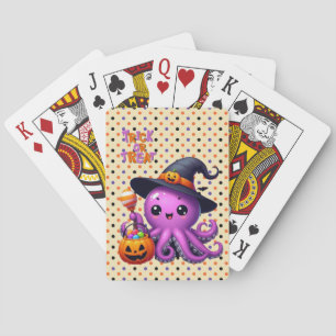 Trick or Treat Octopus Halloween Poker Cards