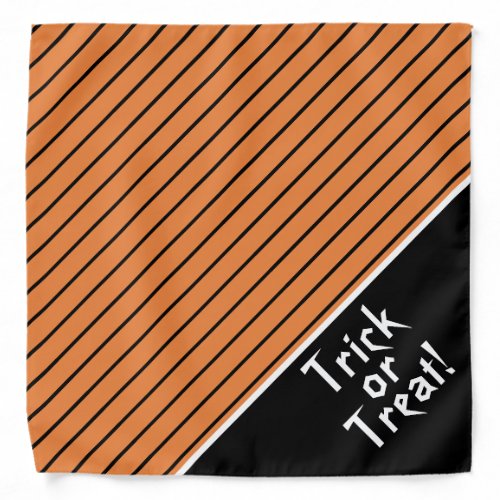 Trick Or Treat Orange And Black Halloween Dog Bandana