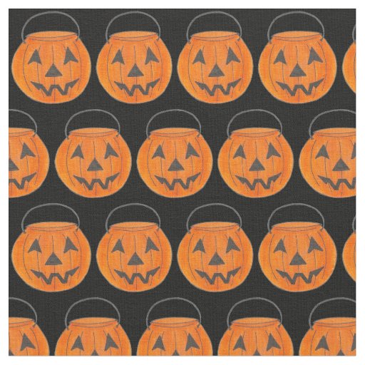 Trick or Treat Orange Halloween Pumpkin Buckets Fabric