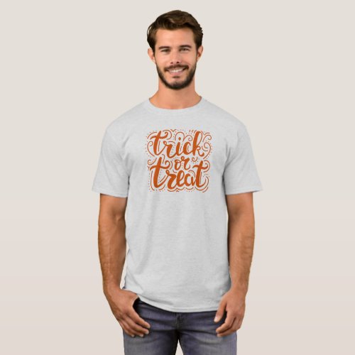 Trick or treat orange Halloween text design T_Shirt