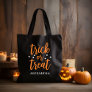 Trick or Treat Orange Modern Script Halloween Tote Bag