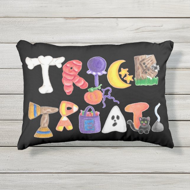 Trick or Treat Outdoor Pillow (Front)