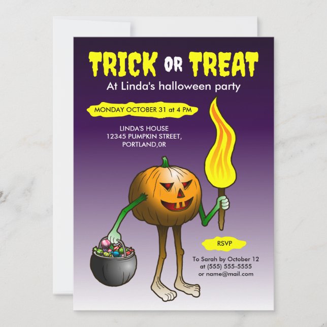 Trick or treat party children Invitation (Front)