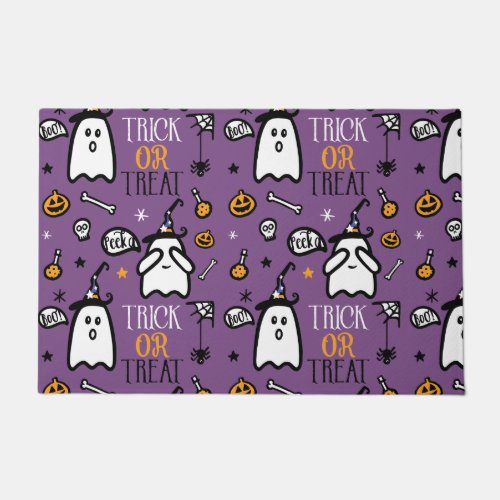 Trick Or Treat Peek a Boo Ghost Happy Halloween Doormat