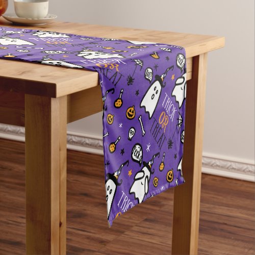 Trick Or Treat Peek a Boo Ghost Happy Halloween Short Table Runner