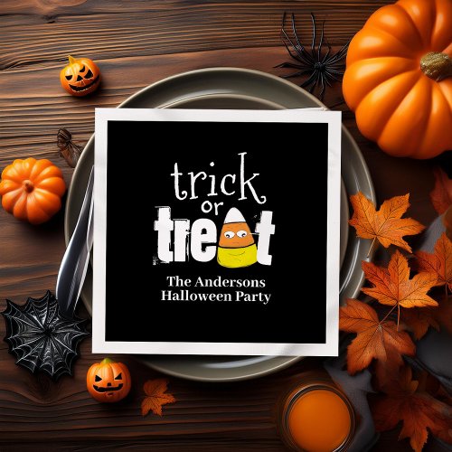 Trick or Treat Personalized Black Halloween Napkins