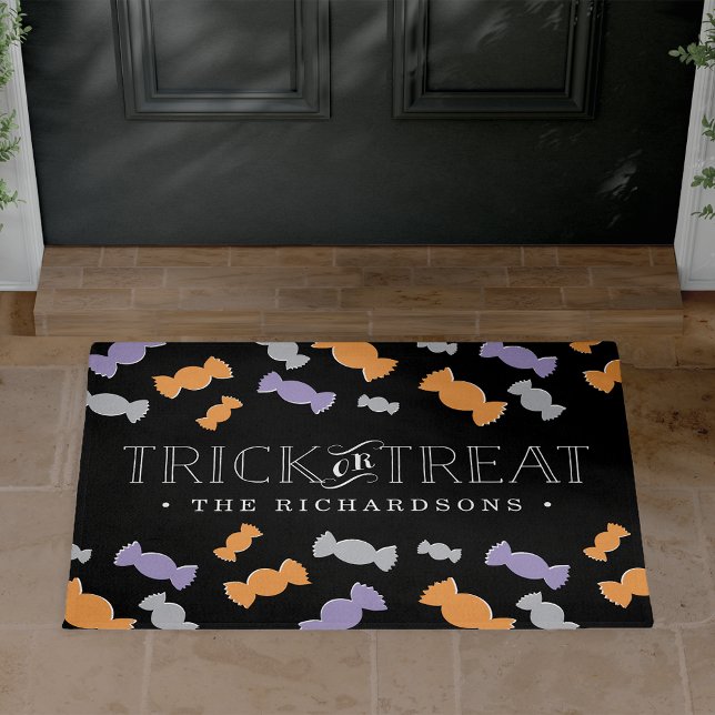 Trick or Treat Personalized Halloween Doormat (Creator Uploaded)