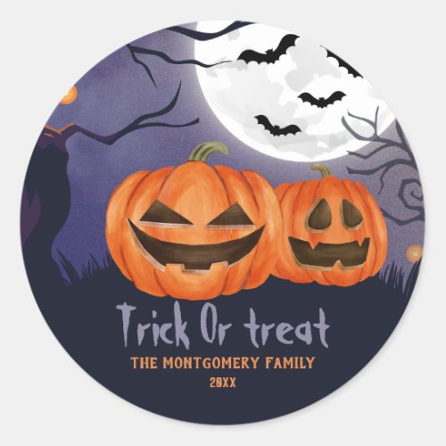 Trick or treat Personalized Name Halloween Party  Classic Round Sticker