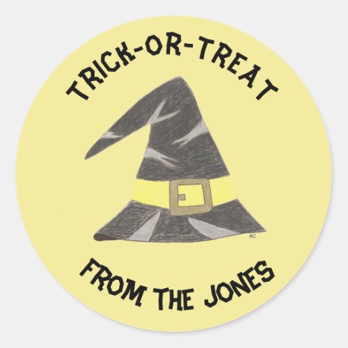 Trick_or_treat personalized yellow stickers