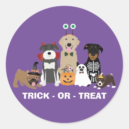 Trick Or Treat Pets Halloween Costumes Classic Round Sticker