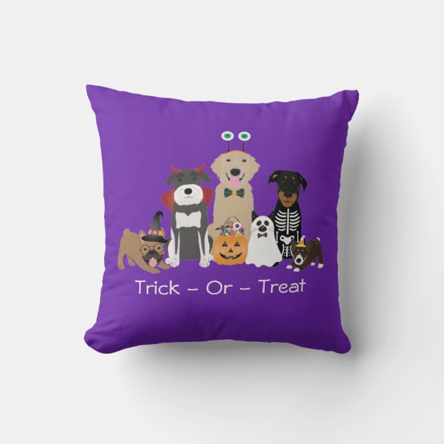 Trick Or Treat Pets Halloween Costumes Keychain Throw Pillow (Front)