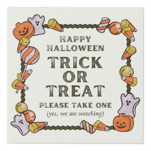 Trick Or Treat Please Take One Faux Wrapped Canvas