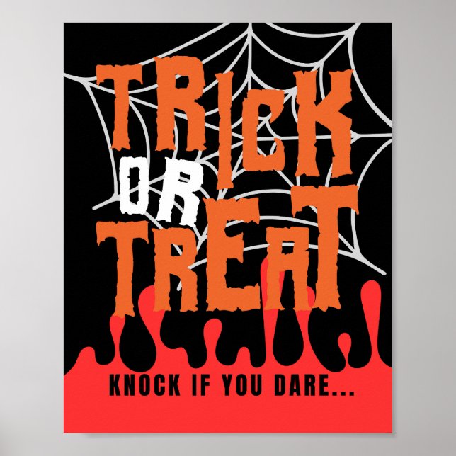 Trick or Treat Poster, Halloween Door Decor Sign (Front)
