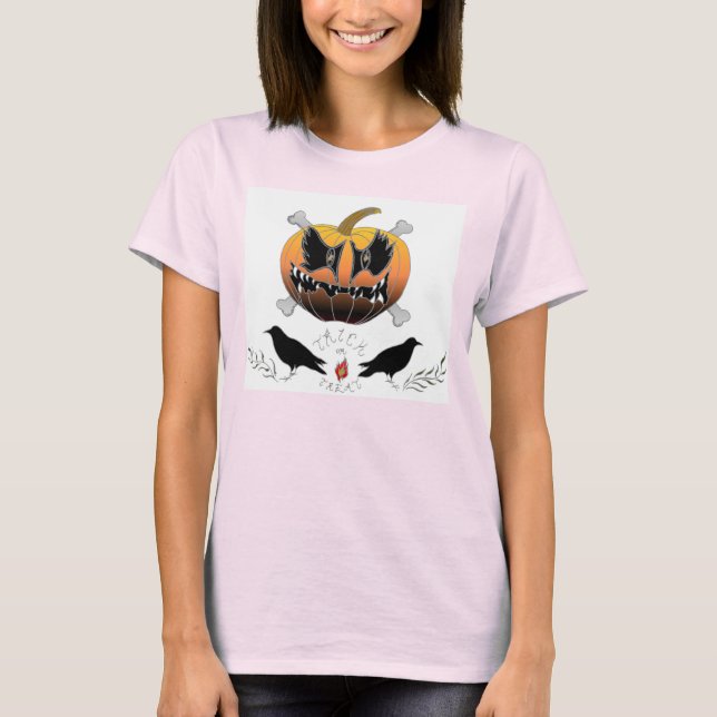 Trick or Treat Primitive Halloween Womens T-Shirt (Front)