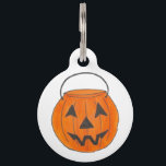 Trick or Treat Pumpkin Bucket Halloween Party Pet Name Tag<br><div class="desc">Features an original marker illustration of an orange plastic "trick-or-treating" candy bucket in the shape of a pumpkin. Great for Halloween!

This Halloween themed design is also available on other products. Don't see what you're looking for? Need help with customization? Contact Rebecca to have something designed just for you.</div>
