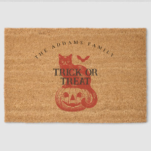 Trick or Treat Pumpkin Cat Bat Halloween Party Fiber Doormat