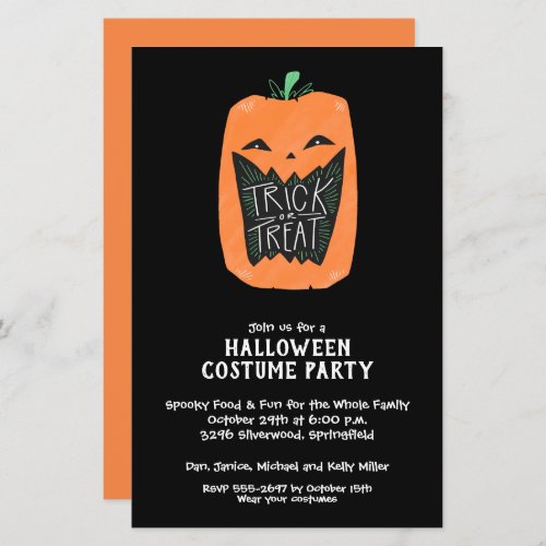 Trick or Treat Pumpkin Halloween Budget Invitation