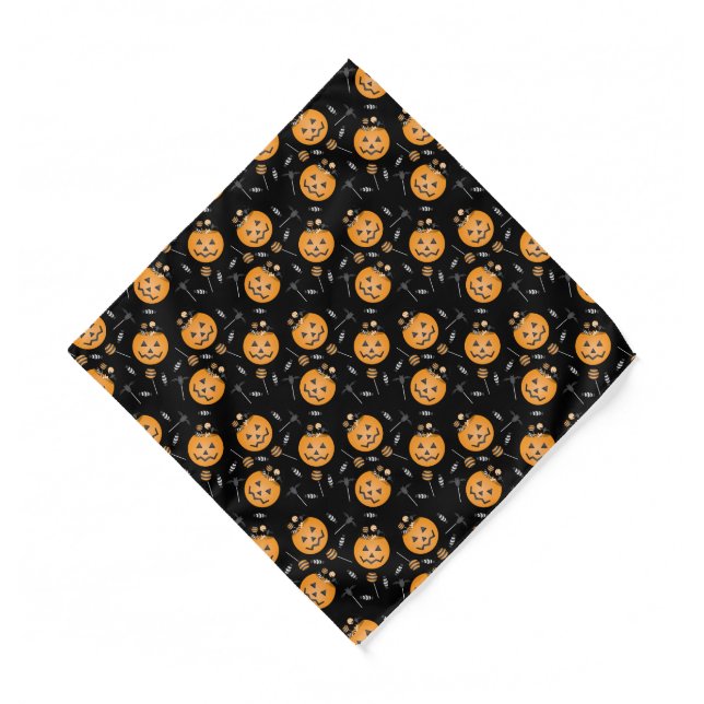 Trick Or Treat Pumpkin Halloween Candy Bucket Bandana (Front)
