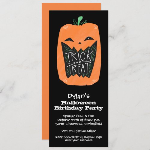 Trick or Treat Pumpkin Halloween Invitations