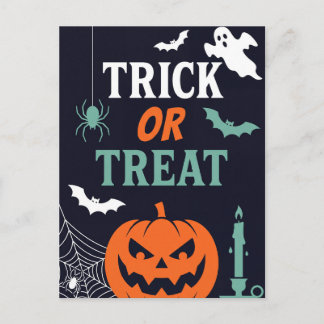 Trick or Treat Pumpkin Halloween Postcard
