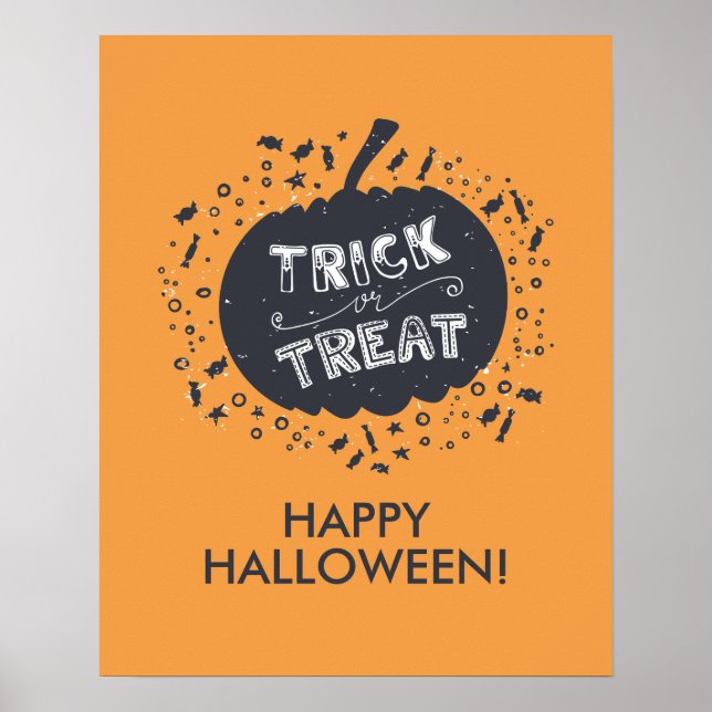 Trick Or Treat Pumpkin Happy Halloween Poster (Front)