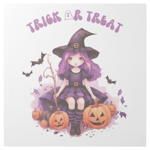 Trick or Treat Purple Witch Pumpkins  Bats Gallery Wrap