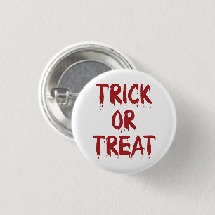 Trick or Treat red blood typography Halloween Button